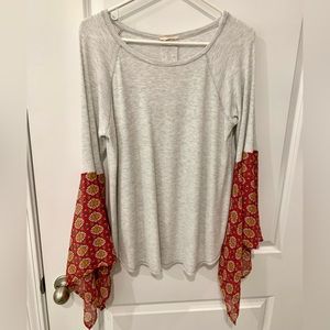 Hummingbird Boho Top with Sheer Bell Sleeves